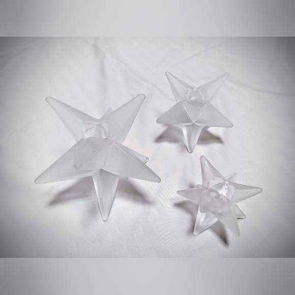 Brand New Christmas Star Candeholders Set of Three Celebrations Crystal Clear - Picture 3 of 8